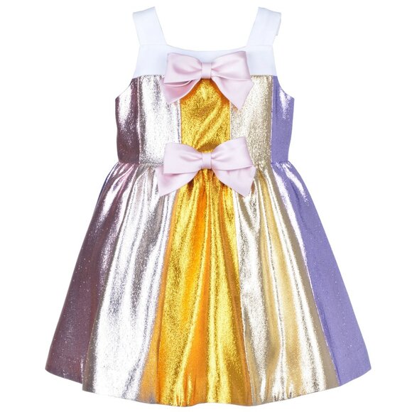 Hucklebones Striped Metallic Dress - Size 8Y - Picture 1 of 2
